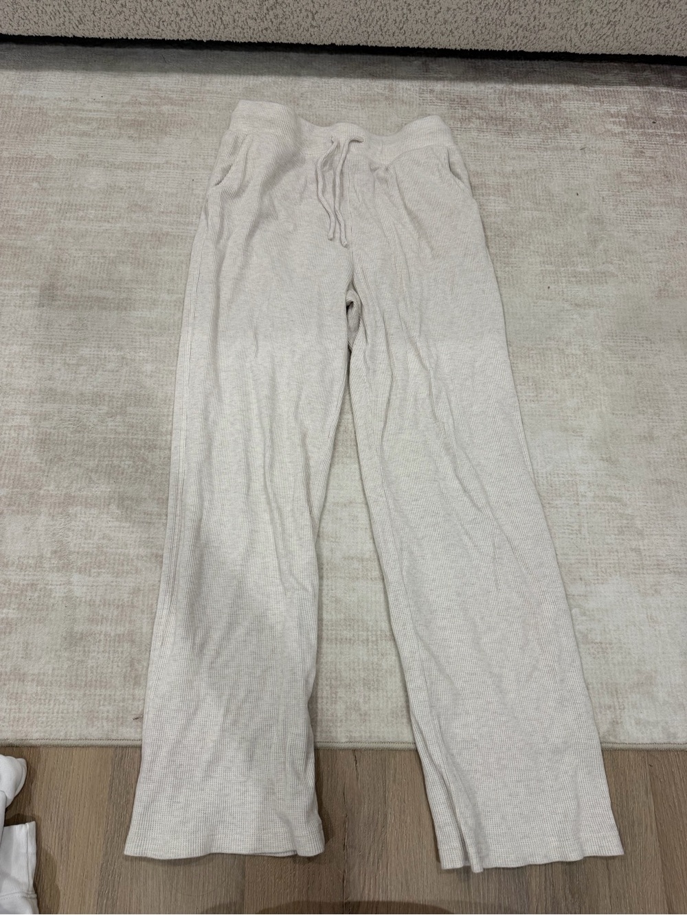 nuuds Cream Ribbed Knit Jogger Pants